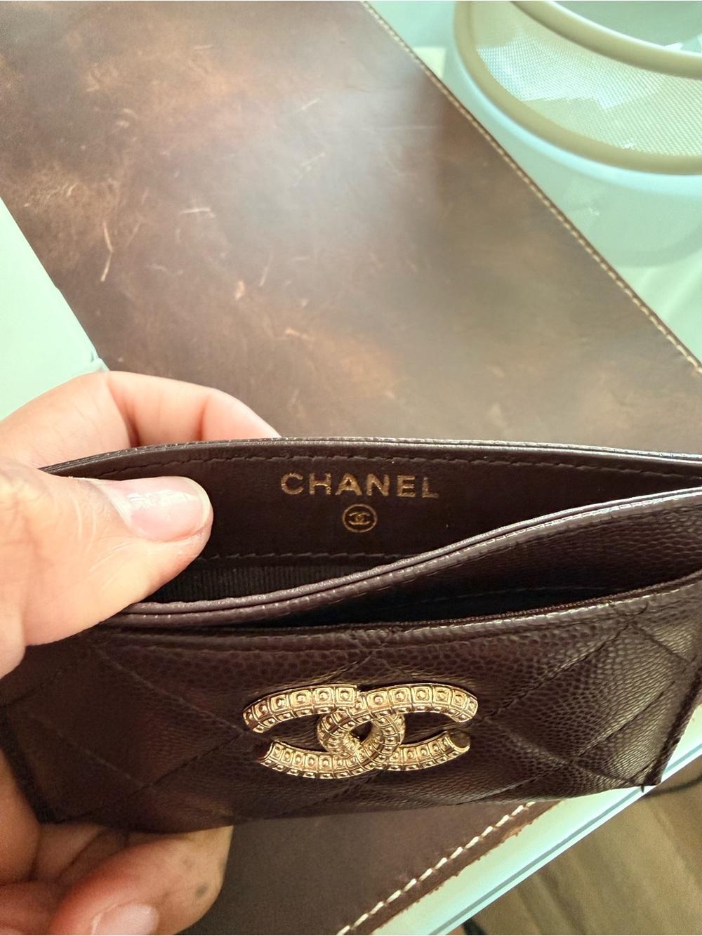 Chanel chocolate colour card holder- PRISTINE CONDITION(receipt provided) - Picture 4 of 4